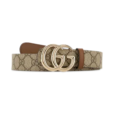 GUCCI Women's Canvas Reversible Belt "Beige/Gold"