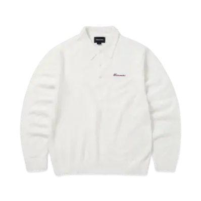 thisisneverthat Script Shaggy Knit Polo "Off White"