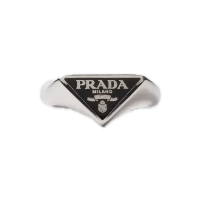 PRADA Enamel Silver Ring "Black"