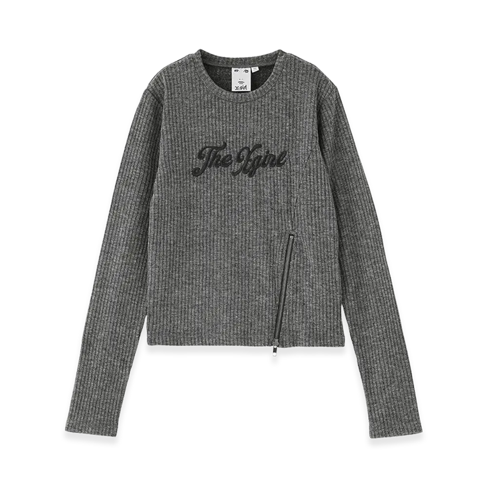 X-Girl Women's Zip Hem Compact Ribbed Top "Black"