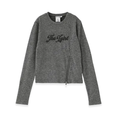 X-Girl Women's Zip Hem Compact Ribbed Top "Black"
