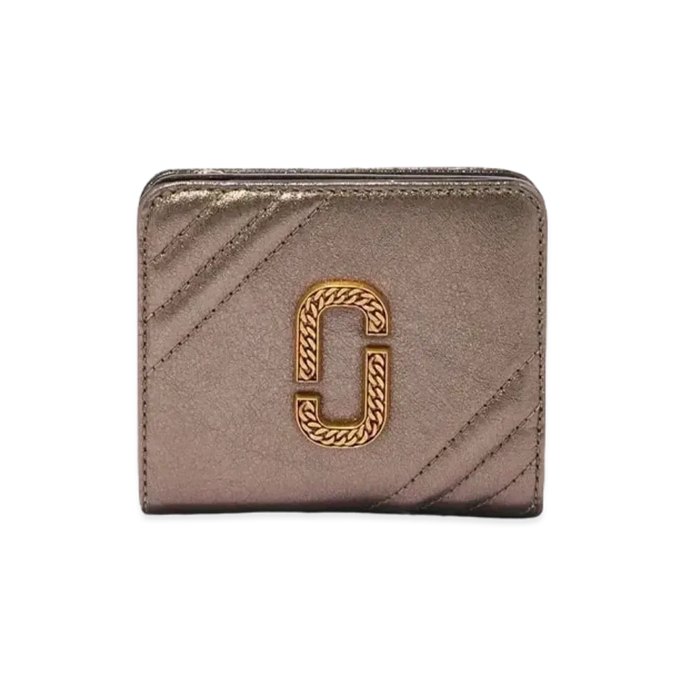 MARC JACOBS The Glam Shot Metallic Mini Compact Wallet "Brown"