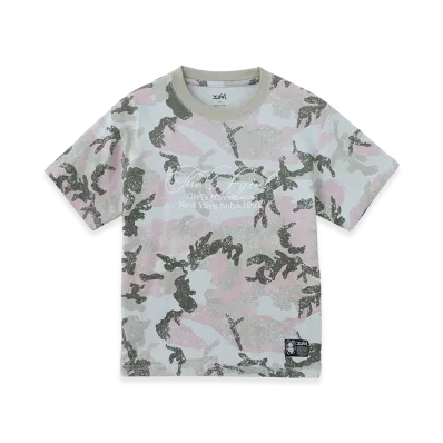 X-Girl Faded Cursive Script Logo Camo S/S Tee "Pink"