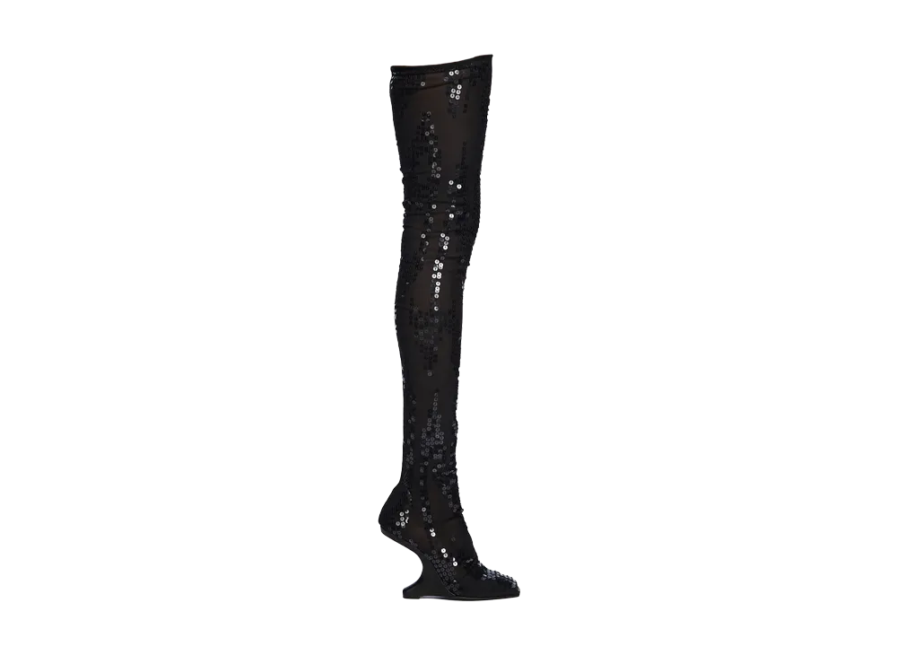 Rick Owens Women's Lilies Cantilever 11 Boot "Black Embroidered"