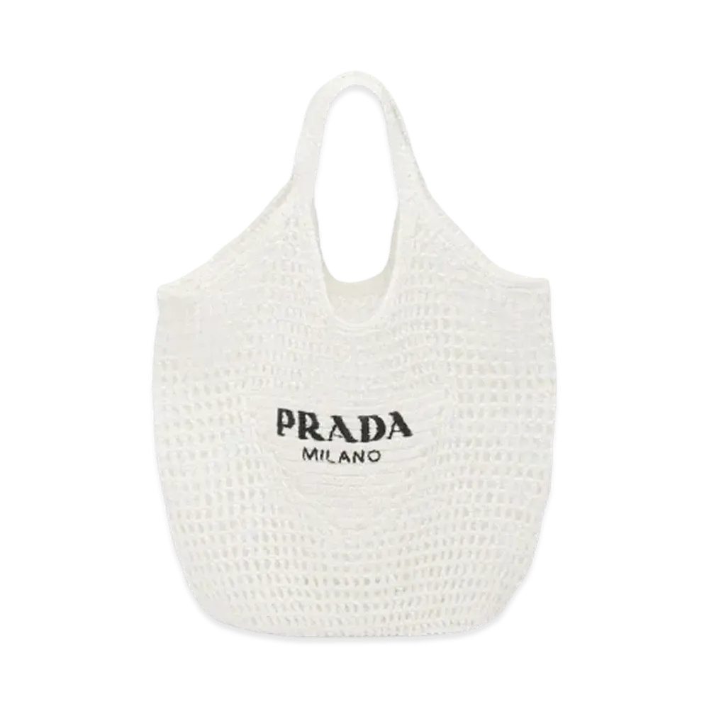 PRADA Raffia Tote Bag "White"