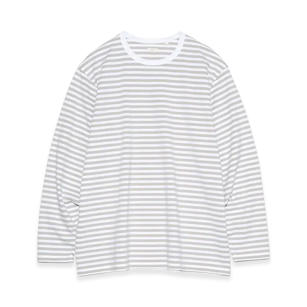 nanamica Coolmax Stripe Jersey L/S Tee "SandBeige/White"