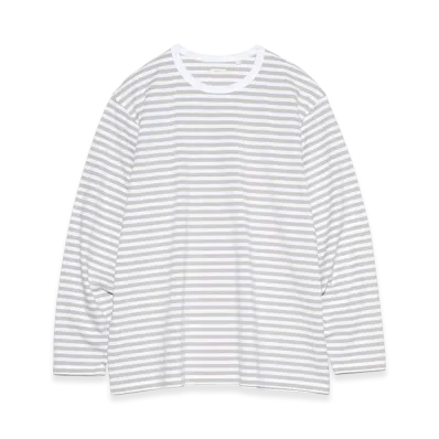 nanamica Coolmax Stripe Jersey L/S Tee "SandBeige/White"