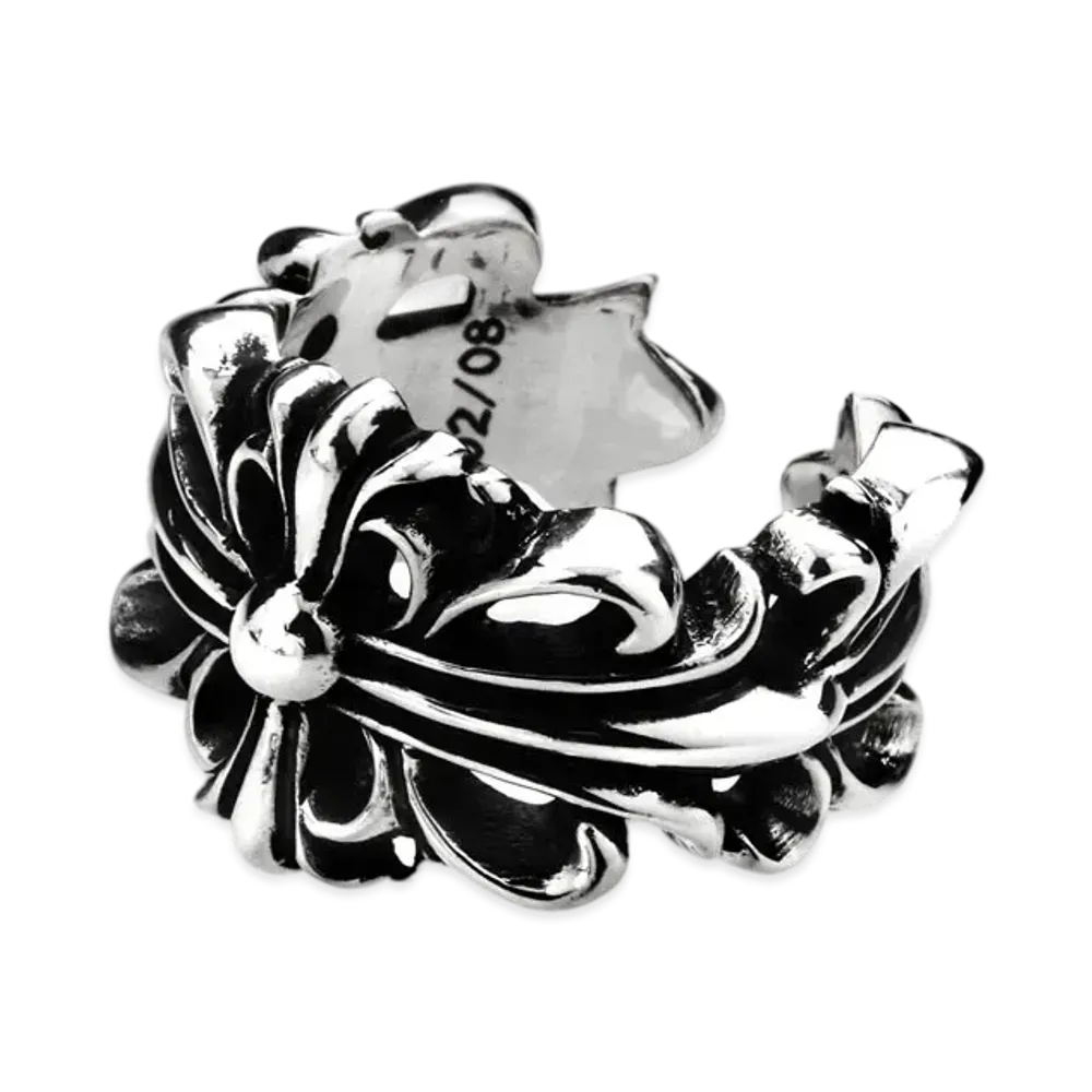 Chrome Hearts Double Floral Cross Ring "Silver"
