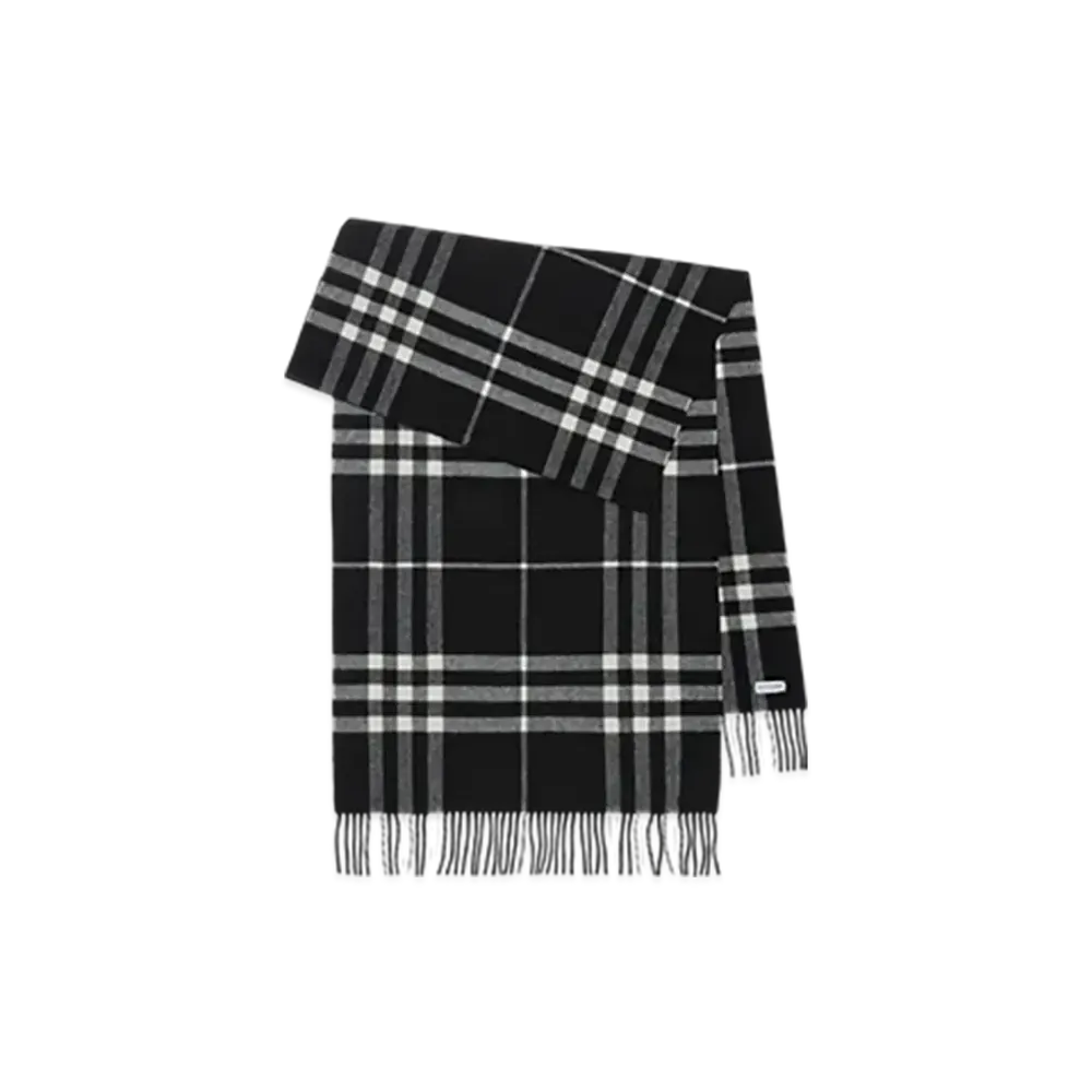 Burberry Wide Check Cashmere Scarf "Black/Calico"