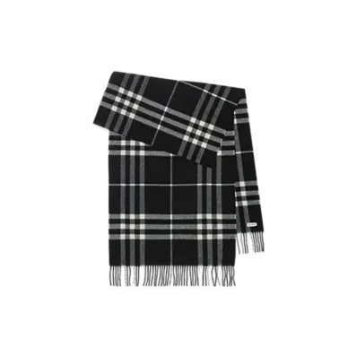 Burberry Wide Check Cashmere Scarf "Black/Calico"