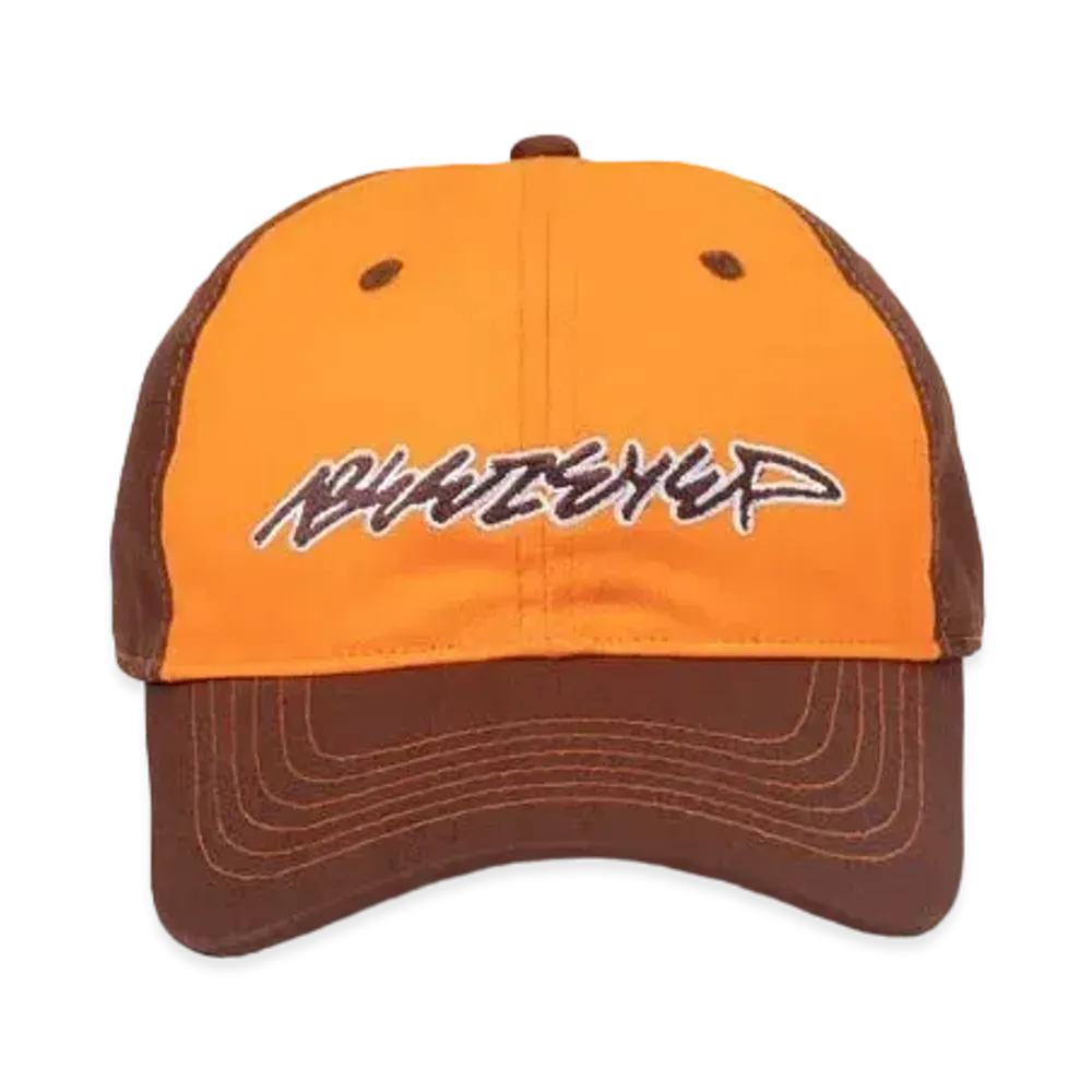 BlackEyePatch BEEZ-EYE-P SCRIPT LOGO 6 PANEL CAP "Orange/Brown"