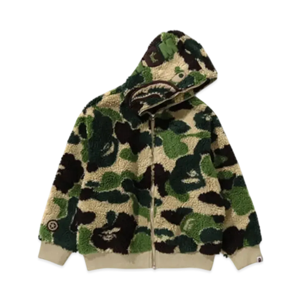 A BATHING APE ABC Camo Boa Shark Relaxed Fit Full Zip Hoodie "Green"