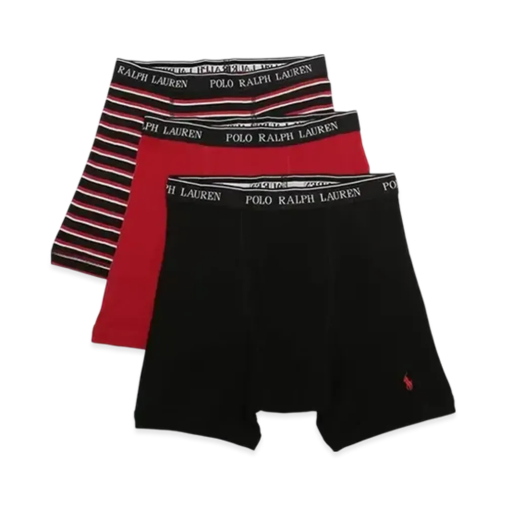 Polo Ralph Lauren Boxer Brief 3 Pack "Black/Stripe/Red"