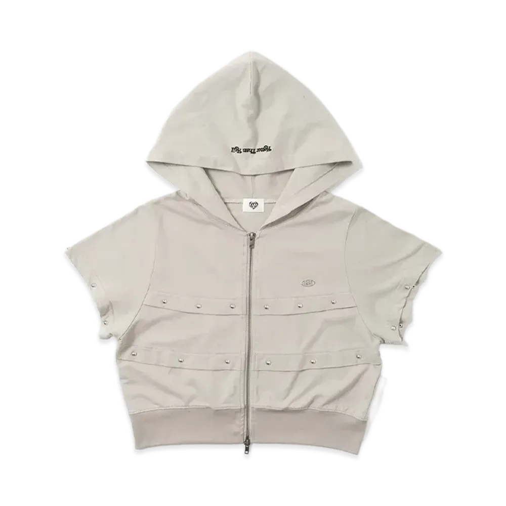 HTH short sleeve zip hoodie "GRAY"
