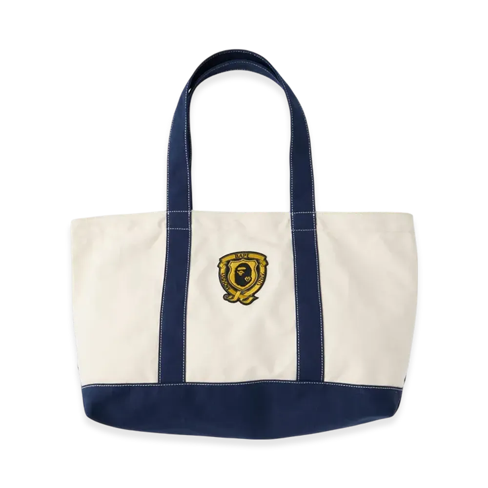 A BATHING APE x MOUSSY Emblem Tote Bag "Navy"