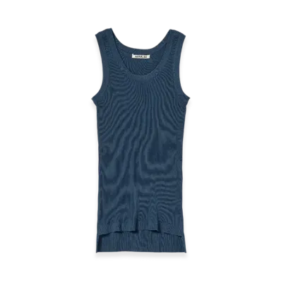AURALEE Cotton High Gauge Rib Knit Tank Top "Navy"
