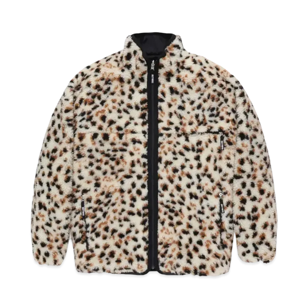 WACKO MARIA Reversible Leopard Boa Fleece Jacket "White - Black"