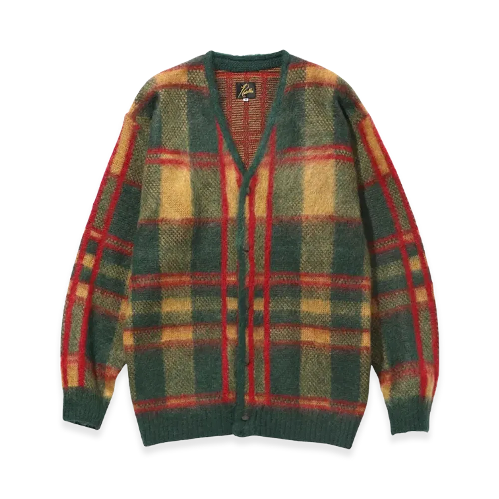 NEEDLES Mohair Cardigan Tartan "Green"