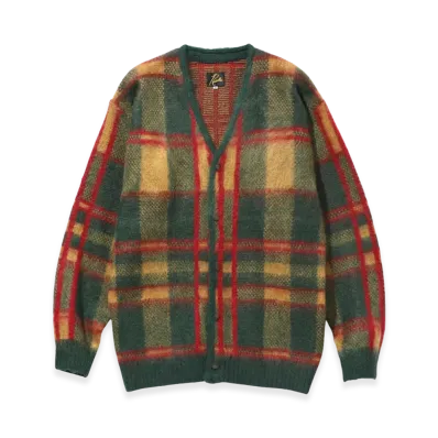 NEEDLES Mohair Cardigan Tartan "Green"