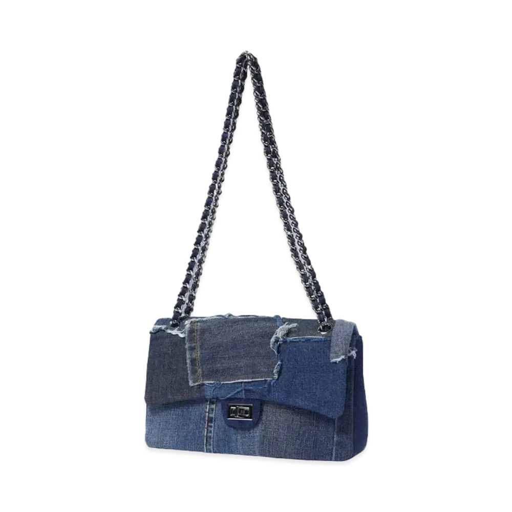 EMOTIONAL WORLD Vintage Chain Bag-Medium "MULTI DENIM"
