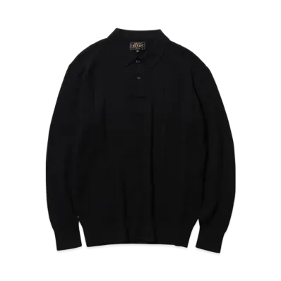 BEAMS Knit Polo Cable "Black"