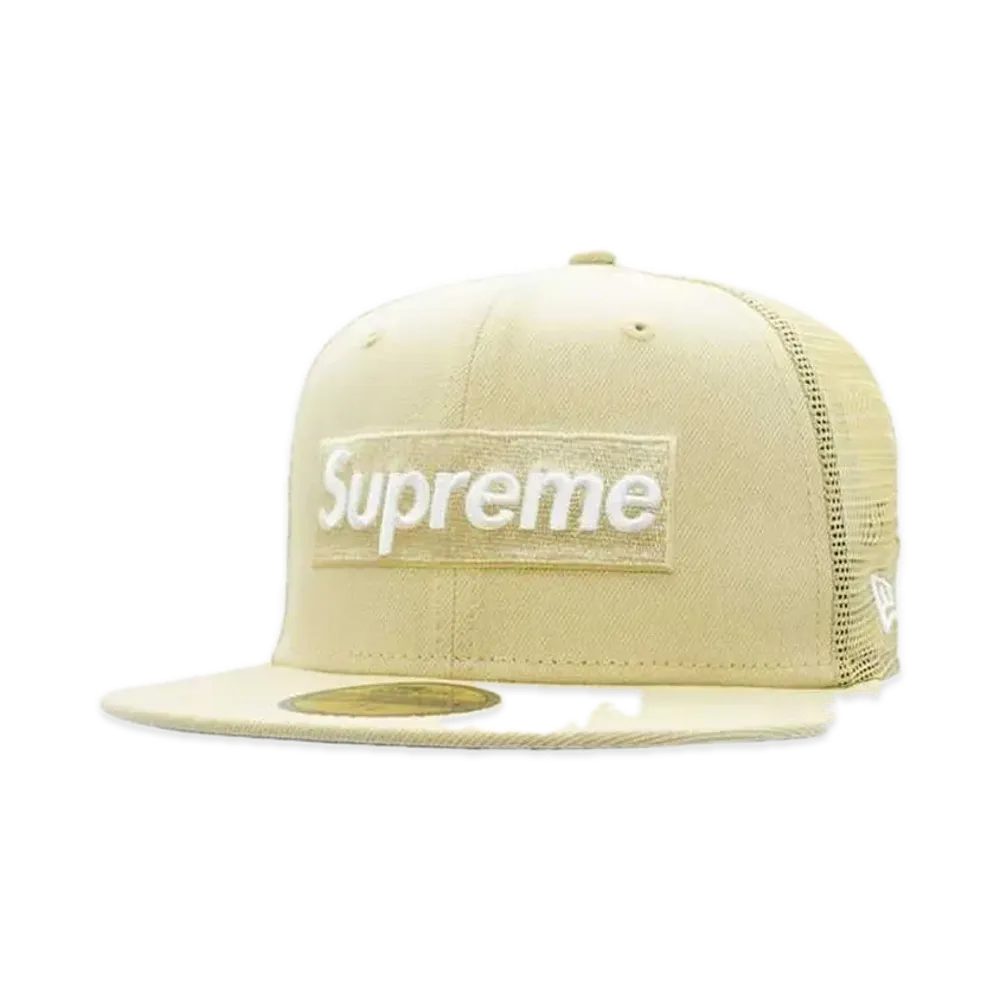 Supreme Box Logo Mesh Back New Era "Light Gold" (24SS)