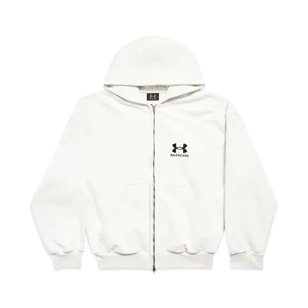 BALENCIAGA x Under Armour Women's Zip-Up Hoodie Regular Fit "White/Black"