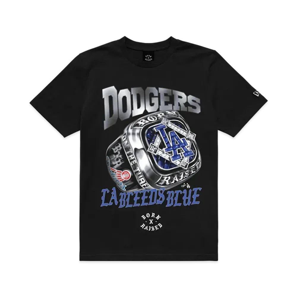 BORN X RAISED x NEW ERA x Dodgers Ring Tee "Black"