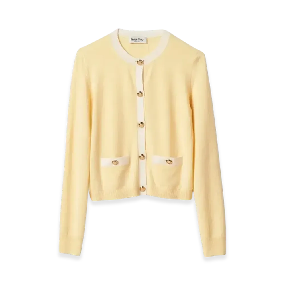 MIU MIU Women's Cashmere Knit Cardigan "Cream/White"