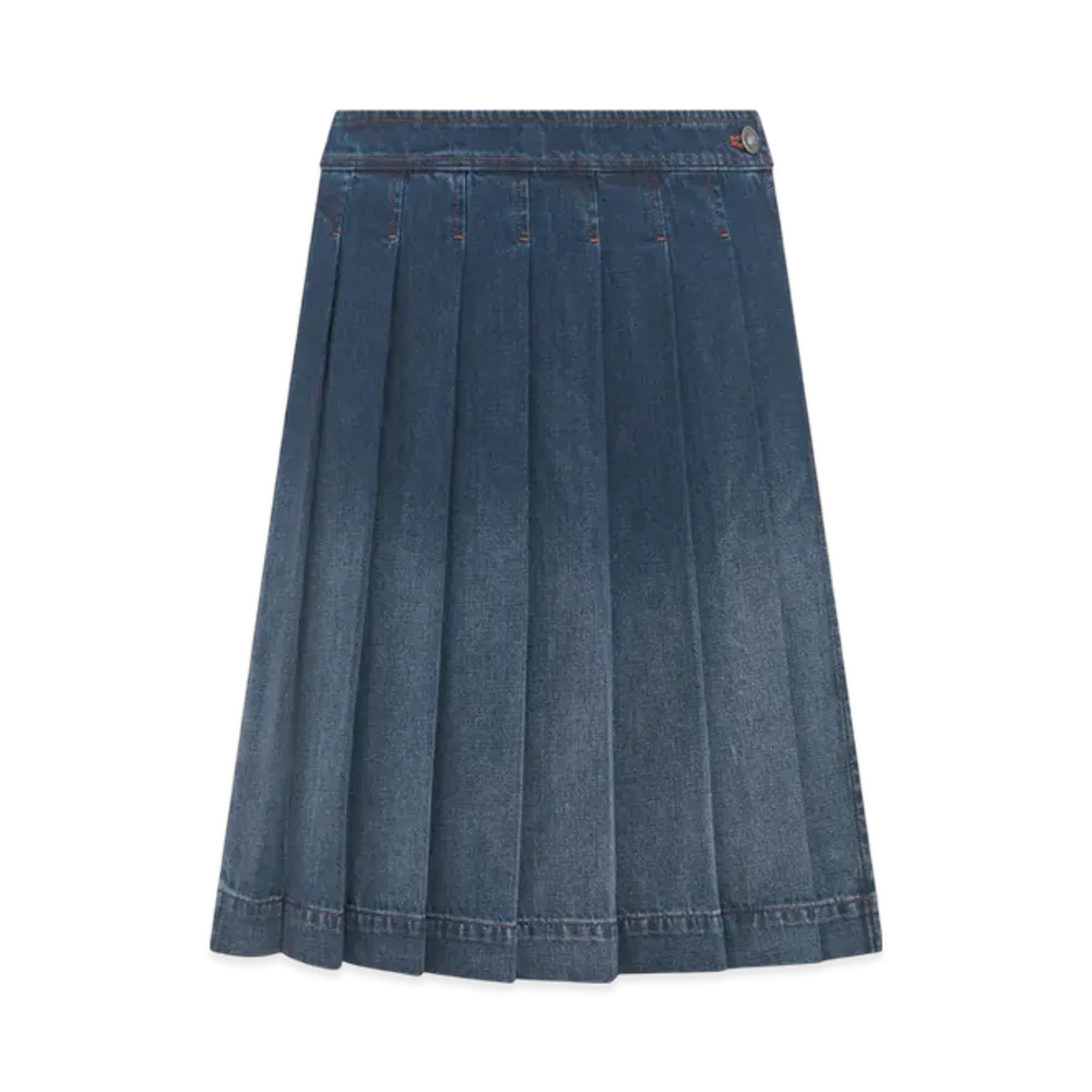 Dior Women's Stonewashed Cotton Denim with Dior Oblique Interior Wrap Skirt with Integrated Shorts "Blue"