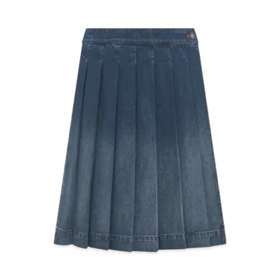 Dior Women's Stonewashed Cotton Denim with Dior Oblique Interior Wrap Skirt with Integrated Shorts "Blue"