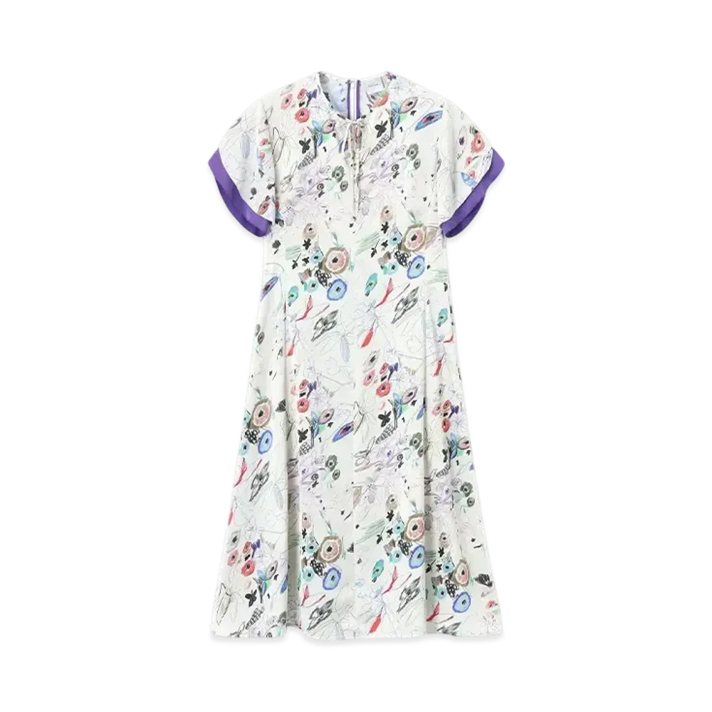 Paul Smith Women's Sketchbook Botanical Flare Dress "OffWhite"