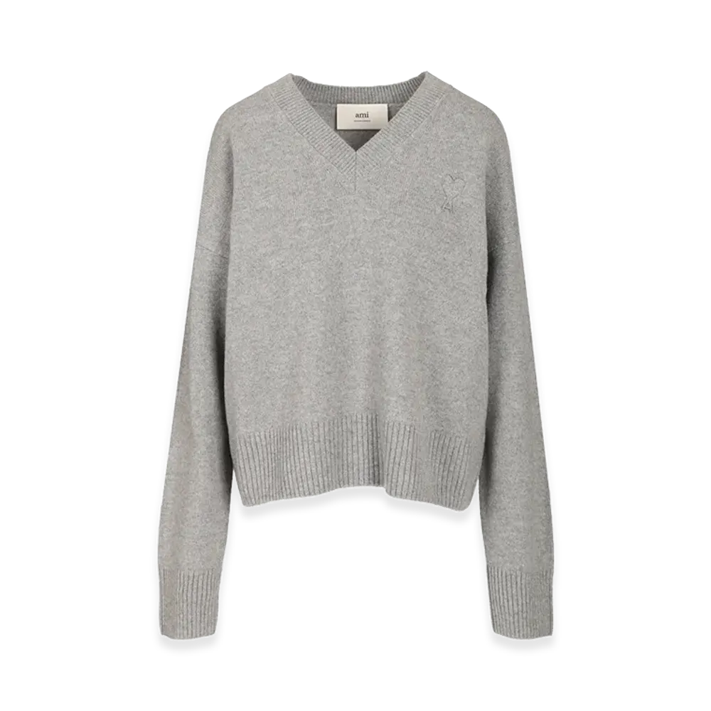 AMI PARIS Women's V-Neck Sweater "Gray"