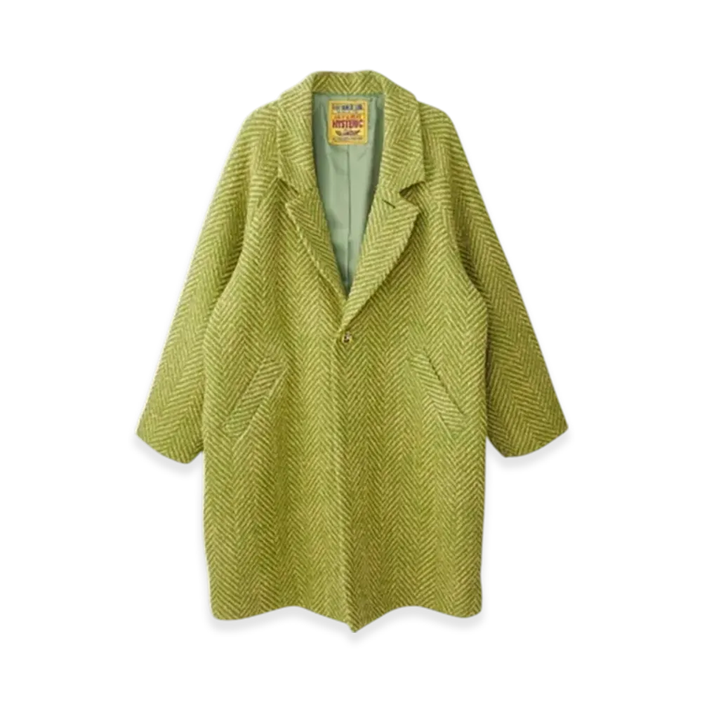 HYSTERIC GLAMOUR Herringbone Wool Coat "Green"