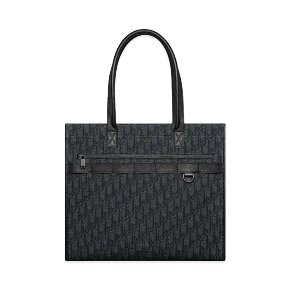 Dior Safari Tote Bag Dior Oblique Jacquard Grained Calfskin "Black"