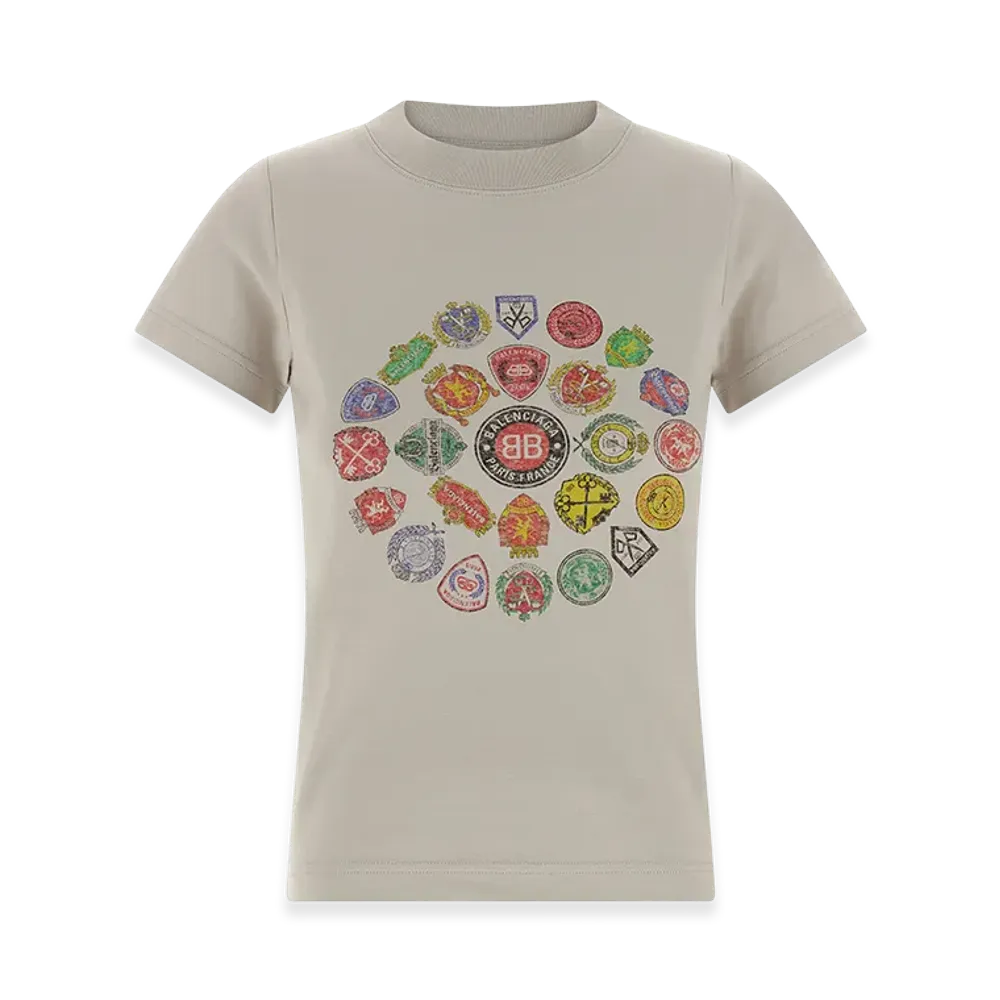 BALENCIAGA Women's Logo Print T-Shirt "Gray"