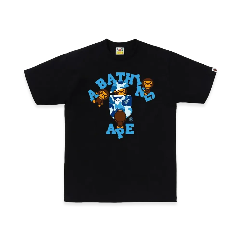 A BATHING APE ABC Camo College Milo Tee "Black/Blue"