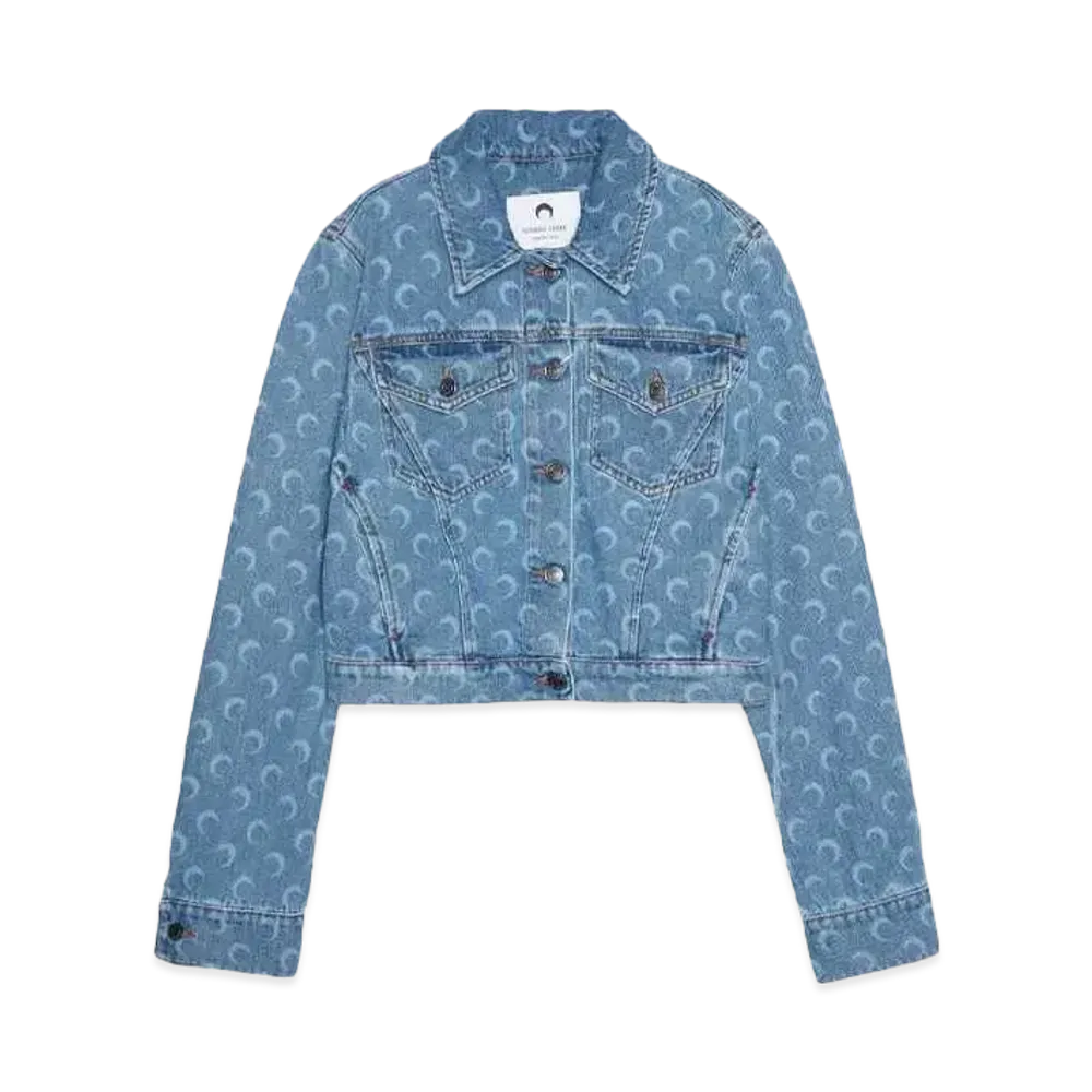 Marine serre MOON LASER DENIM CROPPED JACKET "LIGHT BLUE"
