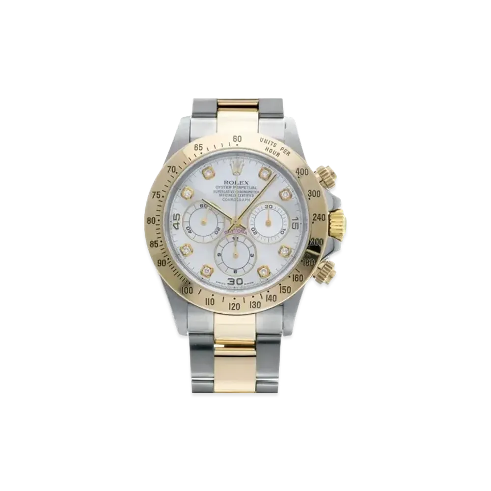 ROLEX Cosmograph Daytona 8P Diamonds "White Shell/Stainless Steel/Yellow Gold"
