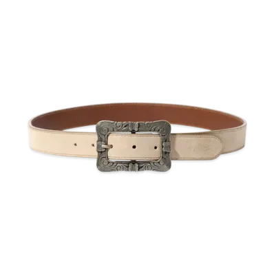 NEEDLES Papillon Square Buckle Belt - Suede "White"