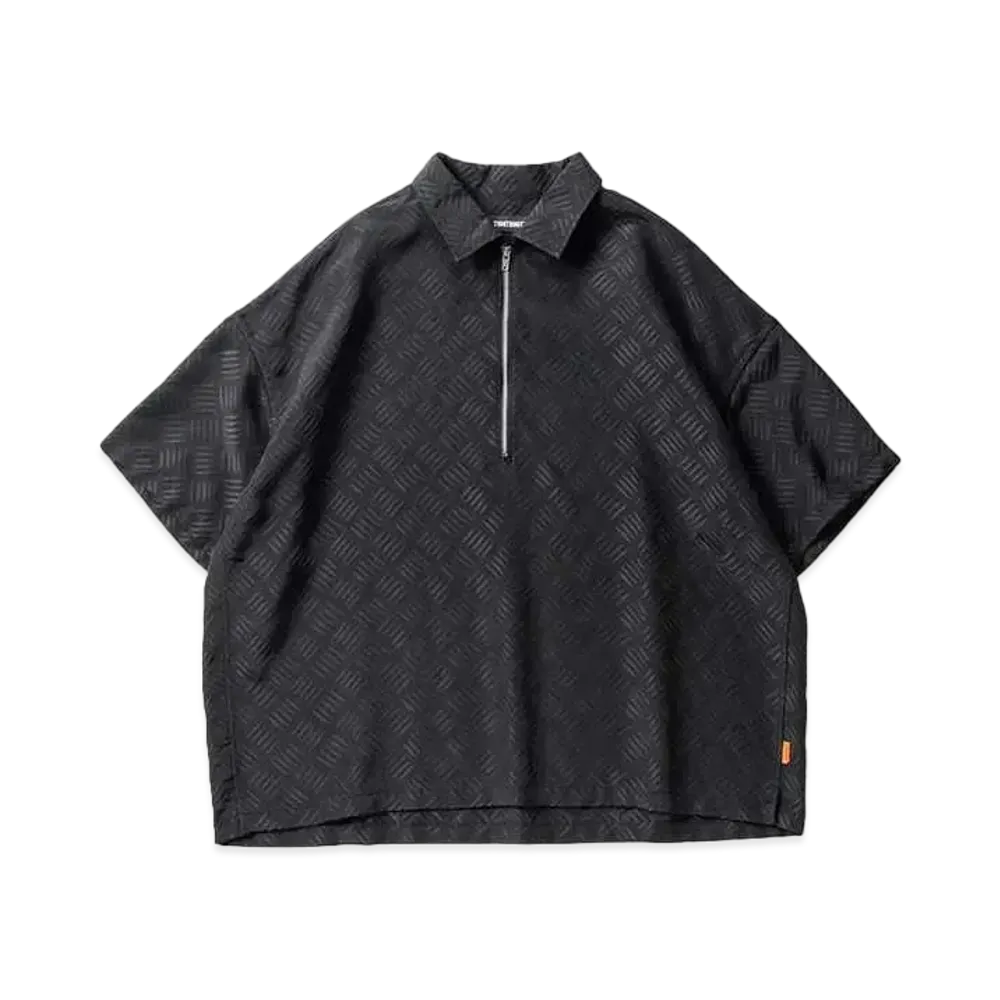 TIGHTBOOTH Checker Plate Half Zip Shirt "Black"