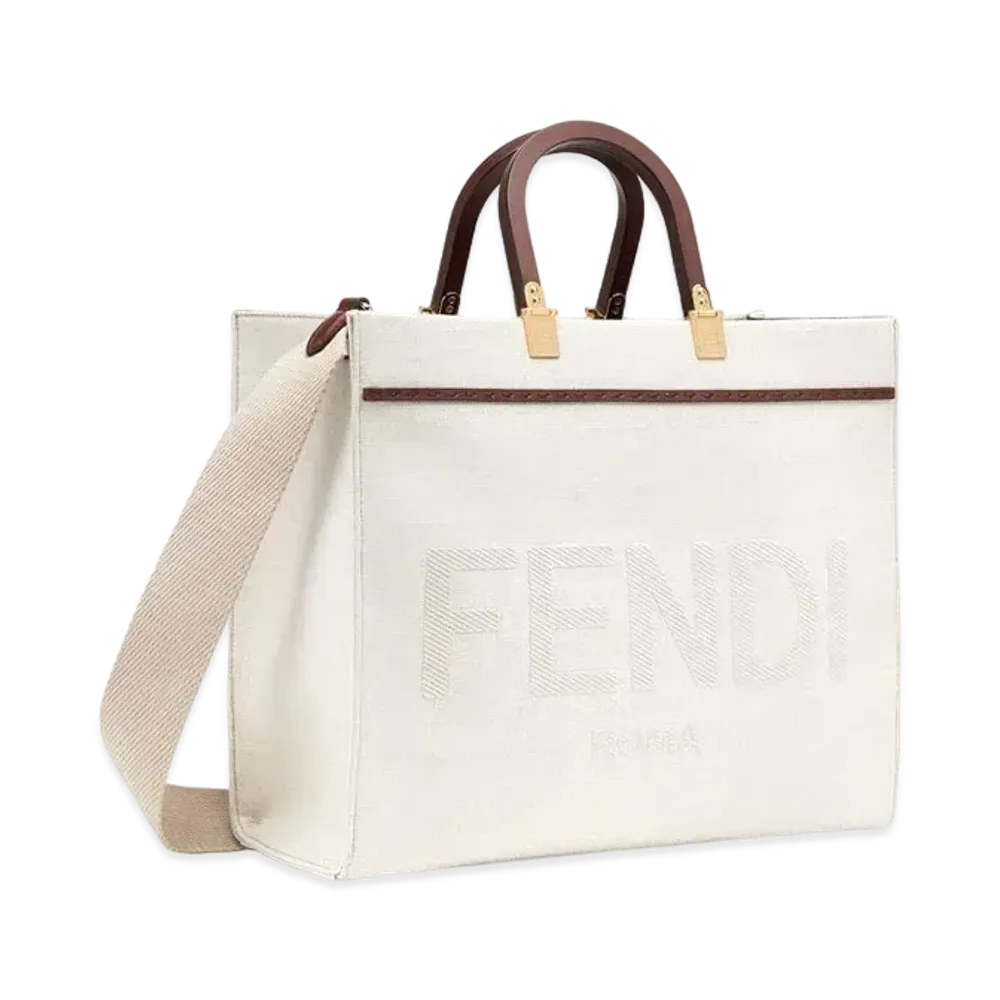 FENDI Fendi Sunshine Medium Canvas Shopper "White"