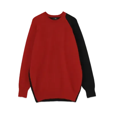 Yohji Yamamoto Y's WOOL MOHAIR PLAIN STITCH COLOR COMBI RAGLAN PULLOVER "Red"