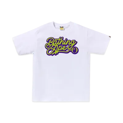 A BATHING APE Bathing Ape Script Logo Tee "White/Green"