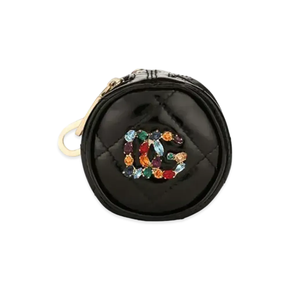 Dolce&Gabbana Coin Case Enamel DG Rhinestone Logo "Black"