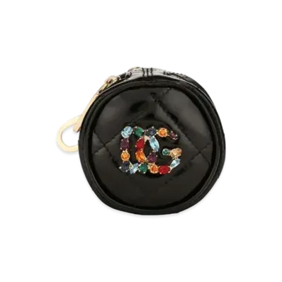 Dolce&Gabbana Coin Case Enamel DG Rhinestone Logo "Black"