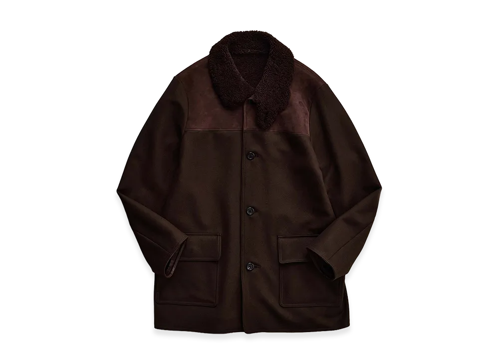 NICENESS Gregory Mouton Collar Donkey Coat "Olive Drab"