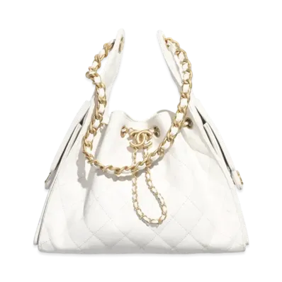 CHANEL 25 Small Handbag Grained Calfskin "White"