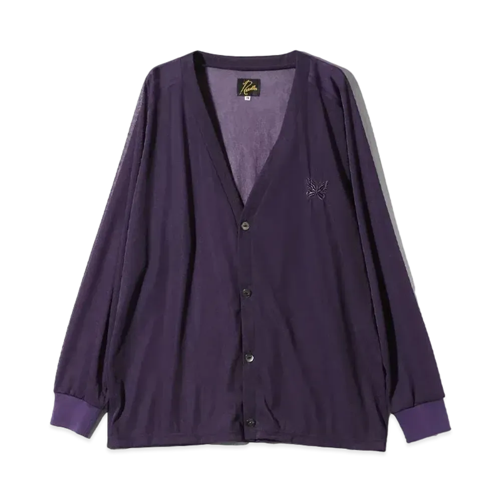Needles V Neck Cardigan Poly Tricot Chiffon "Purple"