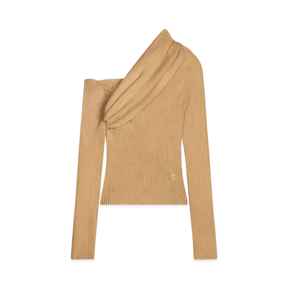 Courreges Twist Rib Knit Sweater "Toffee"